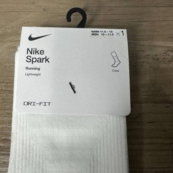 NWT Nike Unisex Spark Dri-FIT Running Crew Socks White Size Large (DA3584-100) - Picture 2 of 8